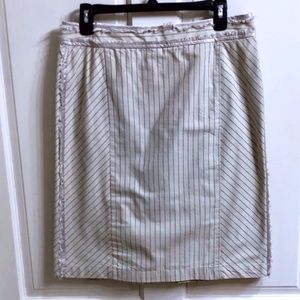 Intuitions Beige & Black Pinstripe Pencil Skirt